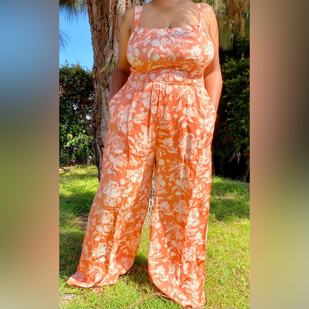 Floral lined wide-leg jumpsuit